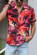 Men\'s Floral Scenery Pattern Print Buttons Short Sleeve Shirt