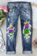 Mardi Gras Casual Ripped Jeans