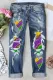 Mardi Gras Heart-shaped  Casual Ripped Jeans