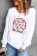 Watercolor Pink Floral Graphic Round Neck Shift Casual Sweatshirt
