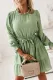 Green-1 Pleated Tiered Belted Mini Dress