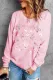 Watercolor Pink Floral Graphic Round Neck Shift Sweatshirt