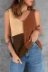 Brown Color Block Knitted Tank Top