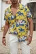 Yellow Men's Hibiscus Print Hawaiian Short Sleeve Shirt