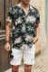 Black Men's Hibiscus Print Hawaiian Short Sleeve Shirt