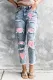 Pink Heart-Shaped Ombre Raw Hem Cut-out Shift Casual Ripped Jeans
