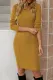 Yellow Women's Winter Casual Long Sleeve Solid Color Bodycon Warm Crewneck Knitted Sweater Dress