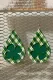 Green Green Plaid Clover Earrings