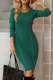 Green Women's Winter Casual Long Sleeve Solid Color Bodycon Warm Crewneck Knitted Sweater Dress