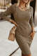 Women's Winter Casual Long Sleeve Solid Color Bodycon Warm Crewneck Knitted Sweater Dress