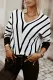 Color Block Striped V Neck Long Sleeve Sweater