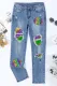 Mardi Gras Graphic Shift Casual Ripped Jeans