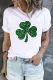 St. Patrick's Day Clover Graphic Round Neck Casual T-Shirts