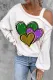 Love Heart Sold Cold Shoulder Asymmetrical Neck Casual Blouse