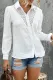 White White Floral Lace Hollow-out Splicing Crinkled Shirt