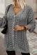 Gray Drop Sleeve Crochet Knit Cardigan