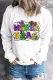 Mardi Gras Letter Round Neck Casual Pullover Sweatshirt