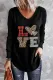 Valentine's Day Leopard LOVE Graphic Long Sleeve Top
