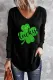 Lucky Glitter Leaf Clover Graphic Long Sleeve Top