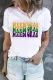 Mardi Gras Letter Round Neck Shift Casual T-Shirts