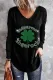 St. Patrick's Day Shiny Clover V Neck Shift Casual T-shirt