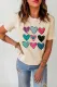 Valentines Multi Pattern Heart Print T-Shirt
