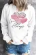 White Pink Love Heart Long Sleeve Sweatshirt