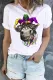 Mardi Gras Cow Graphic Round Neck Shift Casual T-Shirts