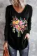 Watercolor Floral Graphic V Neck Shift Casual T-shirt