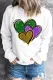 White Mardi Gras Love Heart Neck Casual pullover sweatshirt