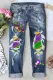 Mardi Gras Ripped Casual Jeans