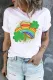 St. Patrick's Day Rainbow Clover Floral Round Neck Shift Casual T-Shirts
