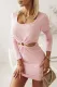 Pink Crewneck Waist Cutout Dress
