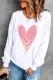 White Pink Heart-shape Graphic Round Neck Shift Casual Sweatshirt