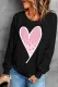 Black Pink Heart-shape Graphic Round Neck Shift Casual Sweatshirt