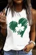 St. Patrick's Day Clover Graphic Round Neck Shift Casual Tank Tops