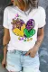 Mardi Gras Heart-Shaped Round Neck Casual T-Shirts
