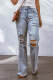 Solid Cut-out Shift Casual Ripped Jeans