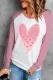 Valentine's Day Heart-shape Graphic Patchwork Round Neck Long Sleeve Top