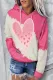 Pink Ombre Heart-Shaped Patchwork Shift Casual Hoodie