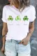 St. Patrick's Day Clover Round Neck Shift Casual T-Shirts