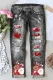 Christmas Elk Santa Claus Shift Casual Ripped Jeans