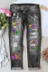 Mardi Gras Heart Shift Casual Ripped Jeans