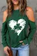 St. Patrick's Day Green Clover Heart Round Neck Shift Casual sweatshirt