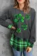 St. Patrick's Day Green Clover Patchwork Plaid Round Neck Shift Casual Sweatshirts
