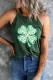 Green St. Patrick's Day Clover Graphic Round Neck Casual Tank Tops