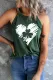St. Patrick's Day Green Clover Round Neck Sheath Casual Tank Tops