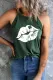 Green St. Patrick's Day Lips Round Neck Casual Tank Tops
