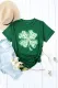 Green St. Patrick's Day Green Clover Fruits & Plants Round Neck Shift Casual T-Shirts