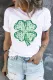 St. Patrick's Day Green Clover Fruits & Plants Round Neck Shift Casual T-Shirts